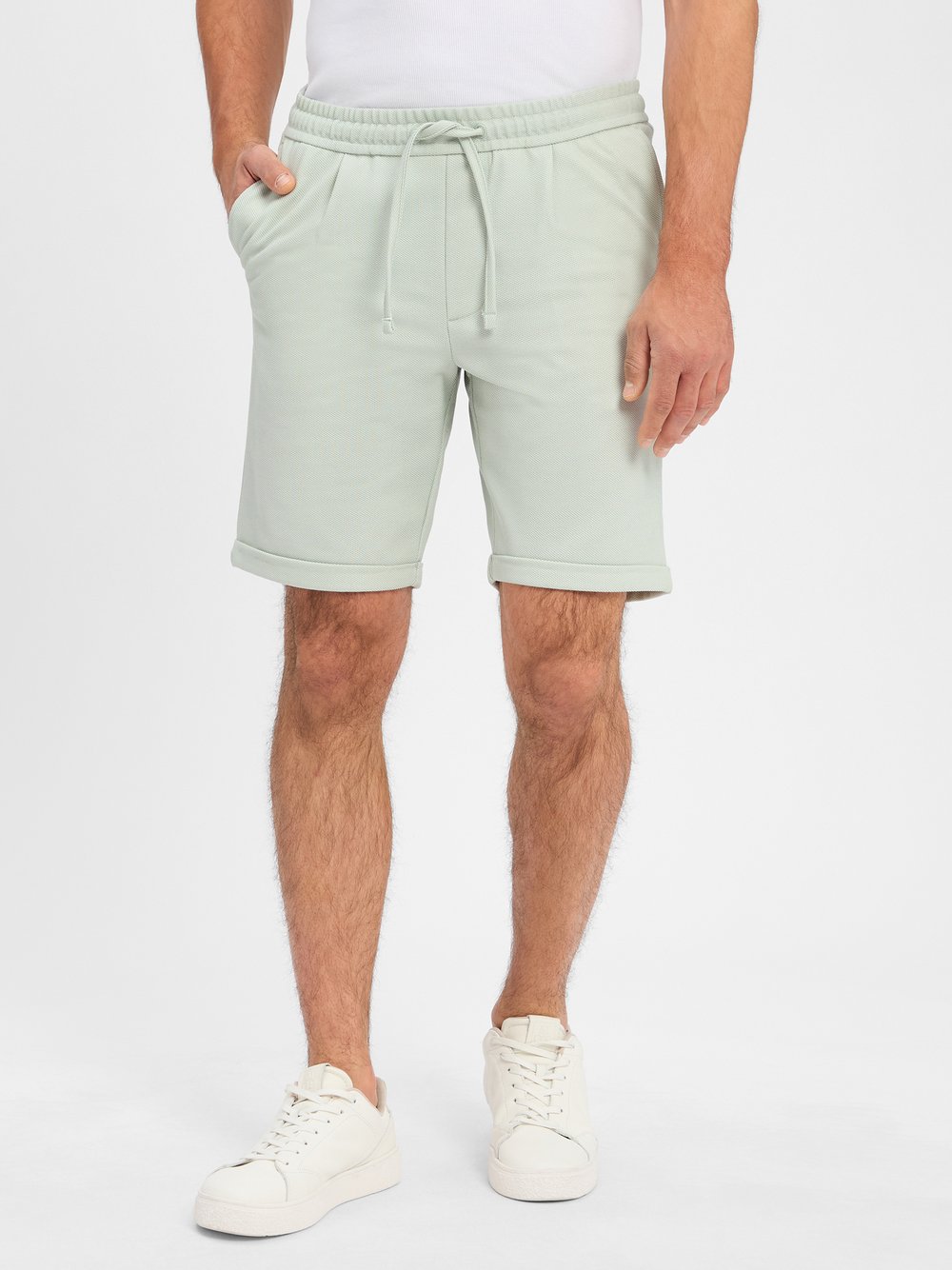 Nils Sundström Sweatshorts Herren grün strukturiert, L