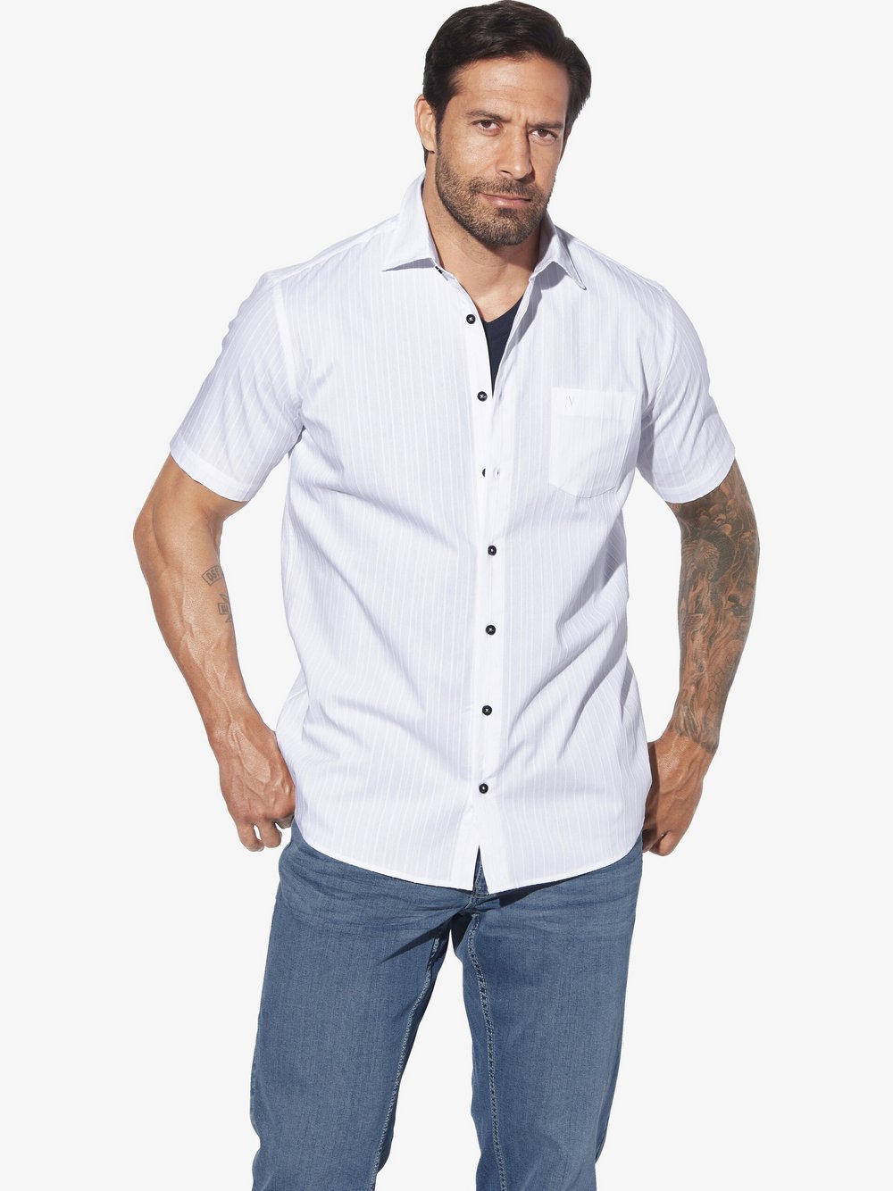 Thumbnail - Jan Vanderstorm Hemd Herren Comfort Fit Baumwolle weiß, XL
