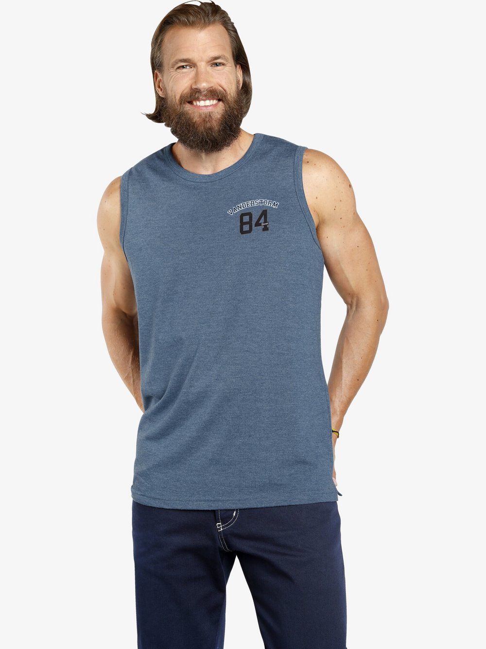 Jan Vanderstorm Doppelpack Tanktop Herren Baumwolle blau, XL