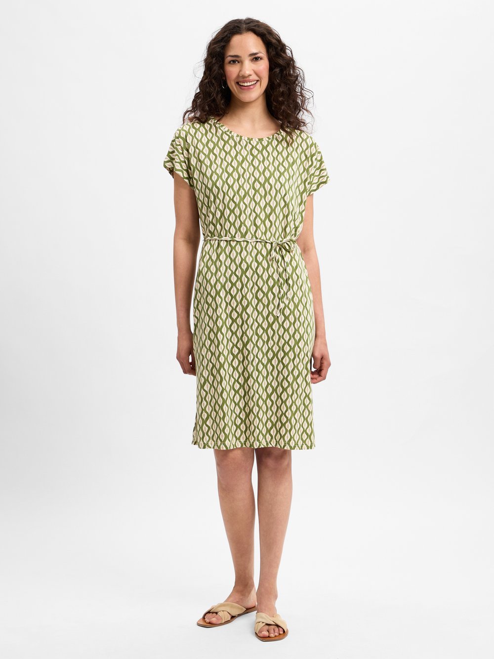 soyaconcept® Jerseykleid Damen Baumwolle grün gemustert, XL