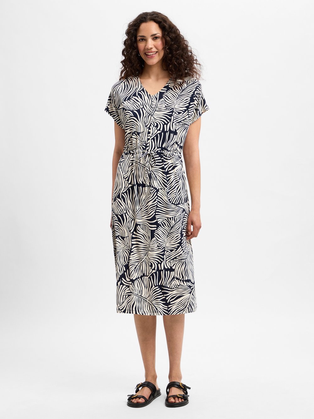 soyaconcept® Jerseykleid Damen Lyocell blau gemustert, S