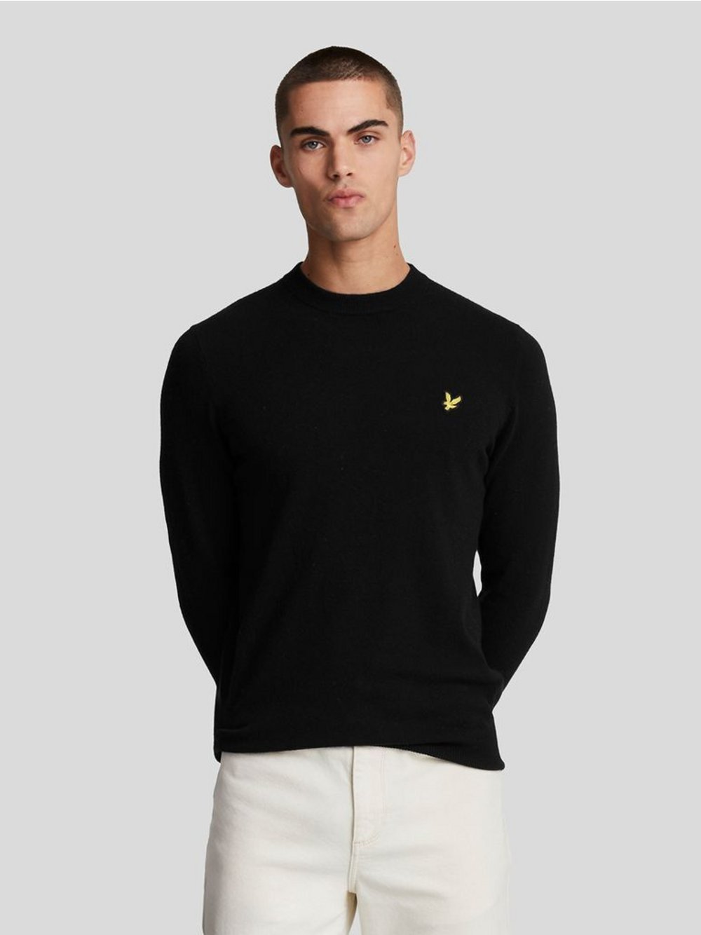 Lyle & Scott Strickpullover Herren Wolle schwarz, S