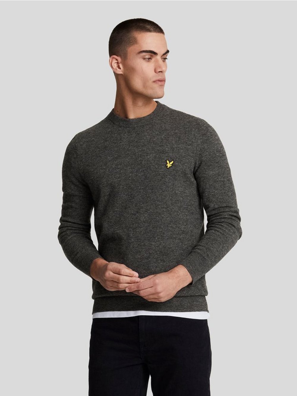 Lyle & Scott Strickpullover Herren Wolle grau, M