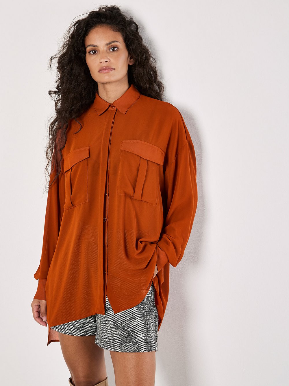 Apricot Bluse Damen braun, S