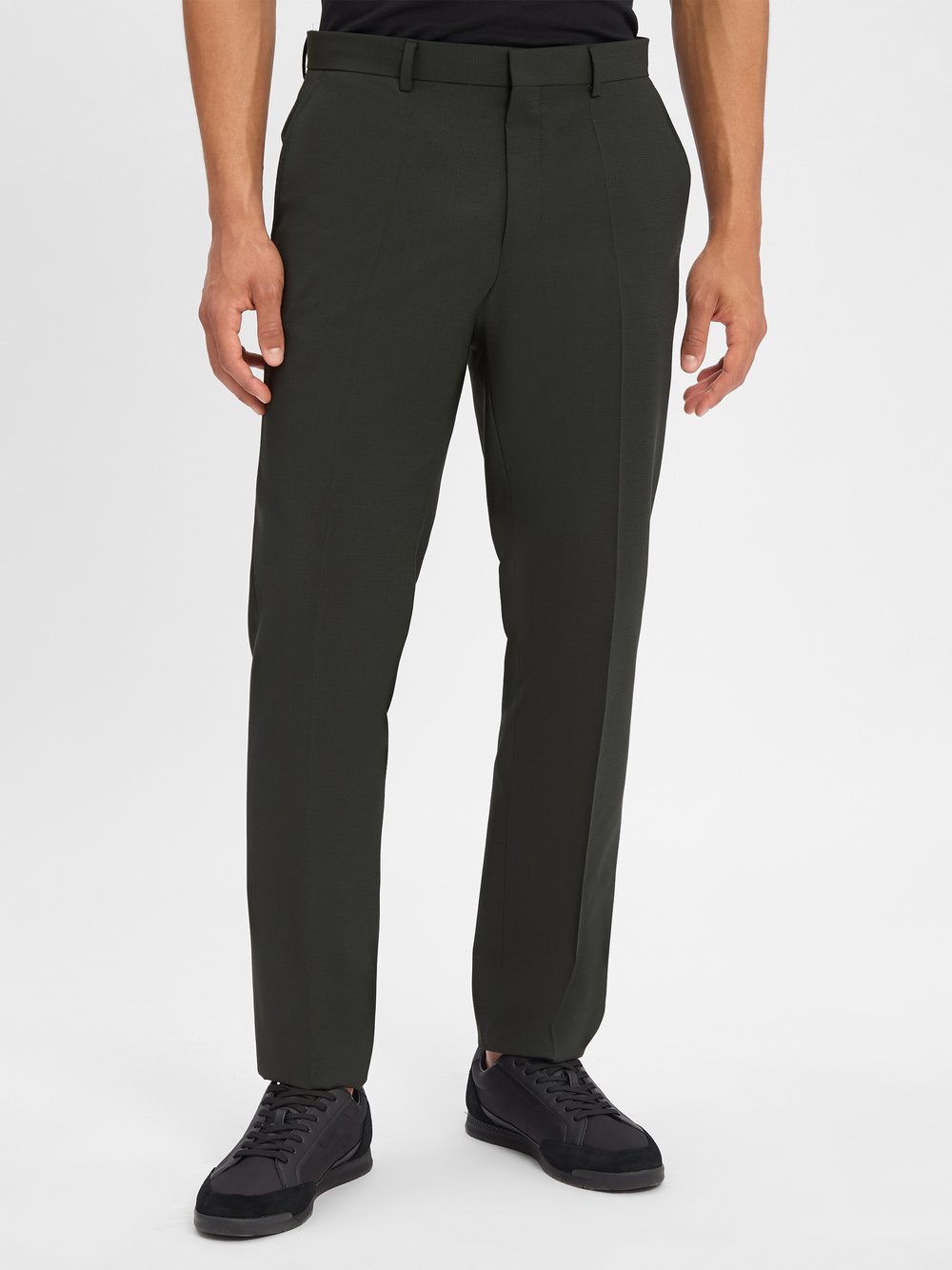 BOSS Baukasten-Hose Herren Regular Fit Schurwolle grün kariert, 54