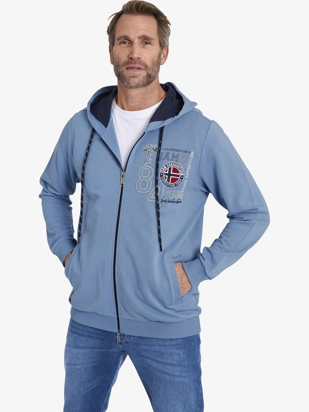 Jan Vanderstorm Sweatjacke Herren Baumwolle blau, 7XL