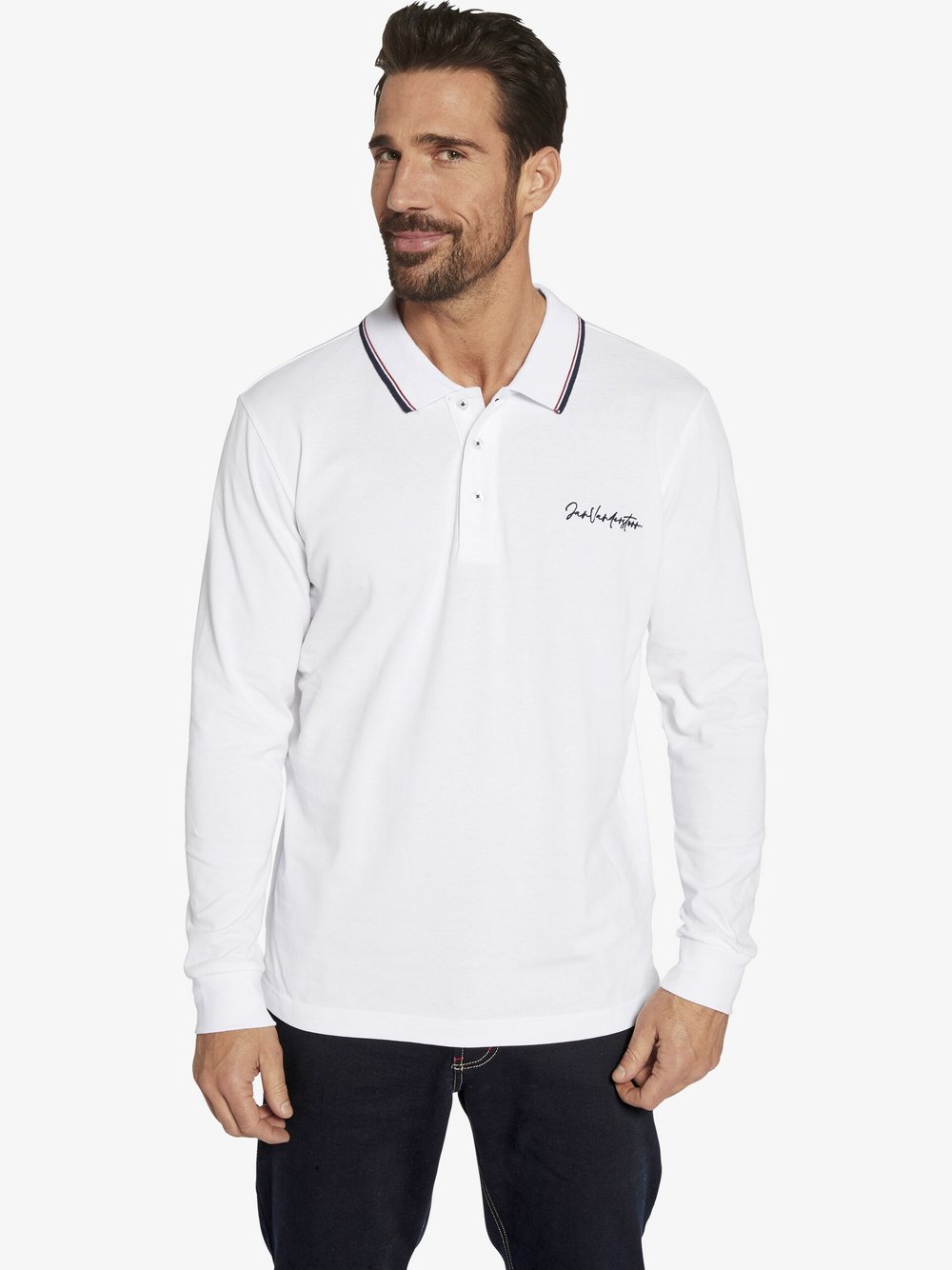 Jan Vanderstorm Doppelpack Langarm-Poloshirt Herren Baumwolle mehrfarbig bedruckt, 7XL