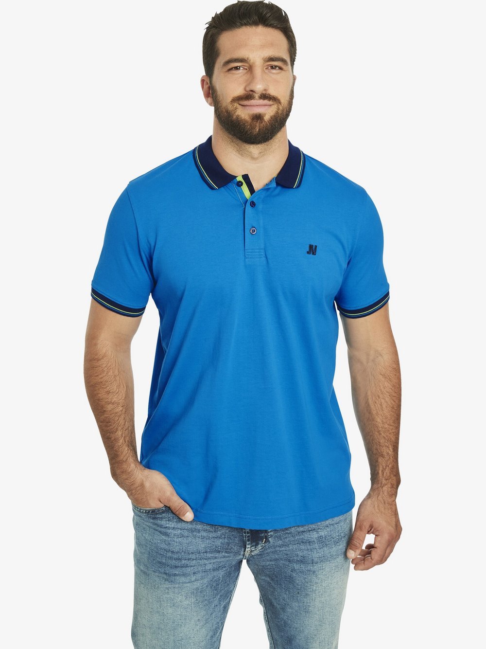 Jan Vanderstorm Poloshirt Herren Baumwolle blau, XXXL