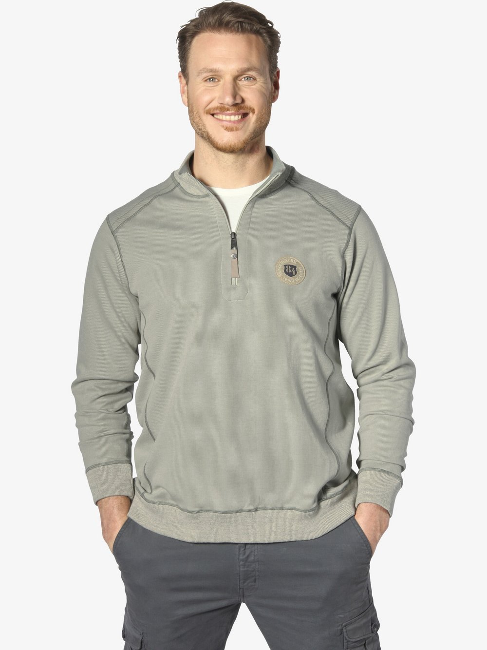 Jan Vanderstorm Sweatshirt Herren Baumwolle beige, XXXXL