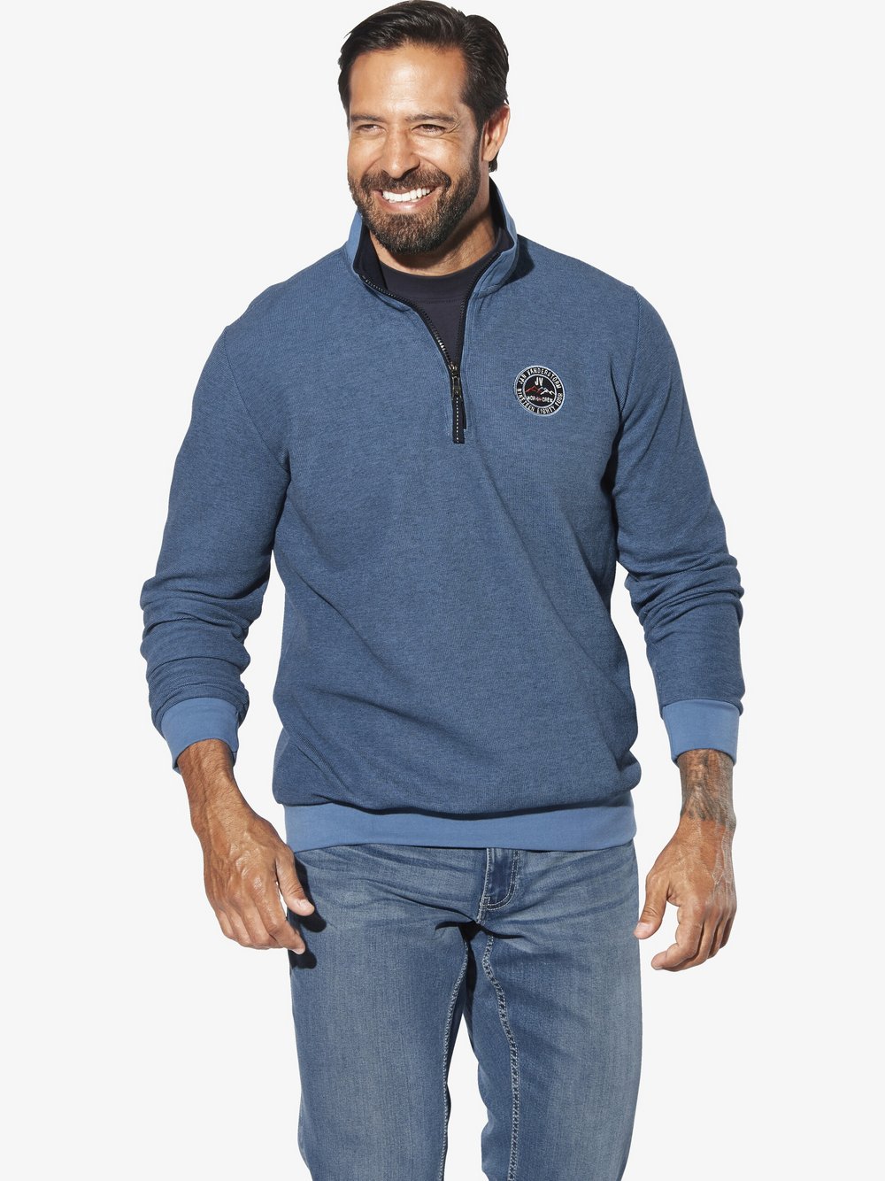 Thumbnail - Jan Vanderstorm Sweatshirt Herren Baumwolle blau, 7XL