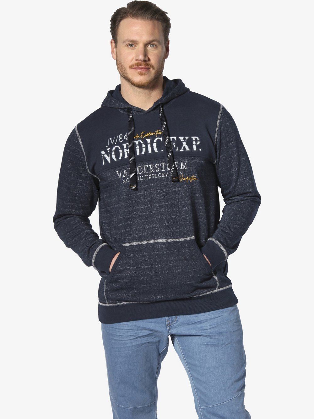 Jan Vanderstorm Sweatshirt Herren Baumwolle blau bedruckt, XXL