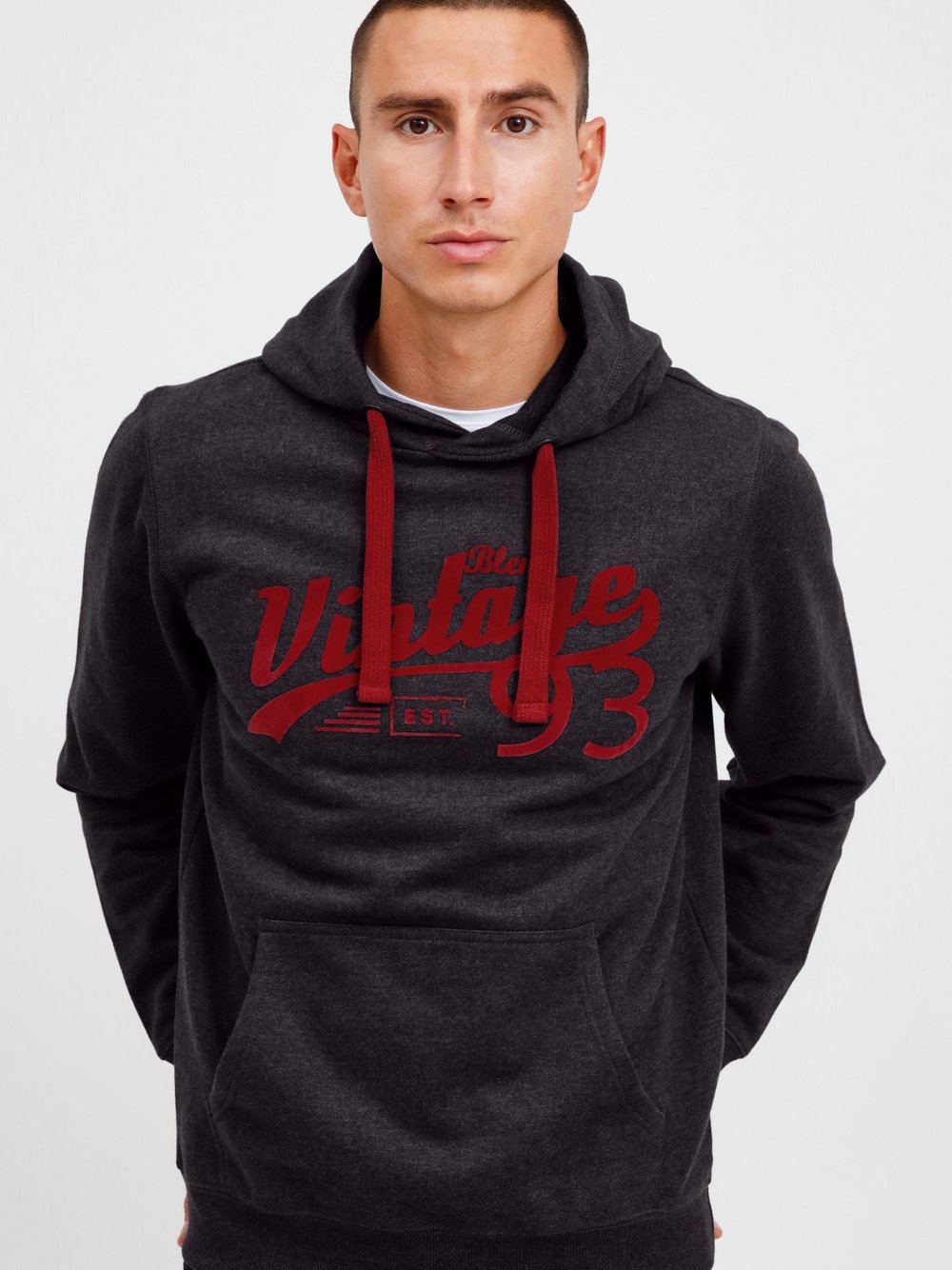 BLEND Hoodie Herren Baumwolle blau bedruckt, L