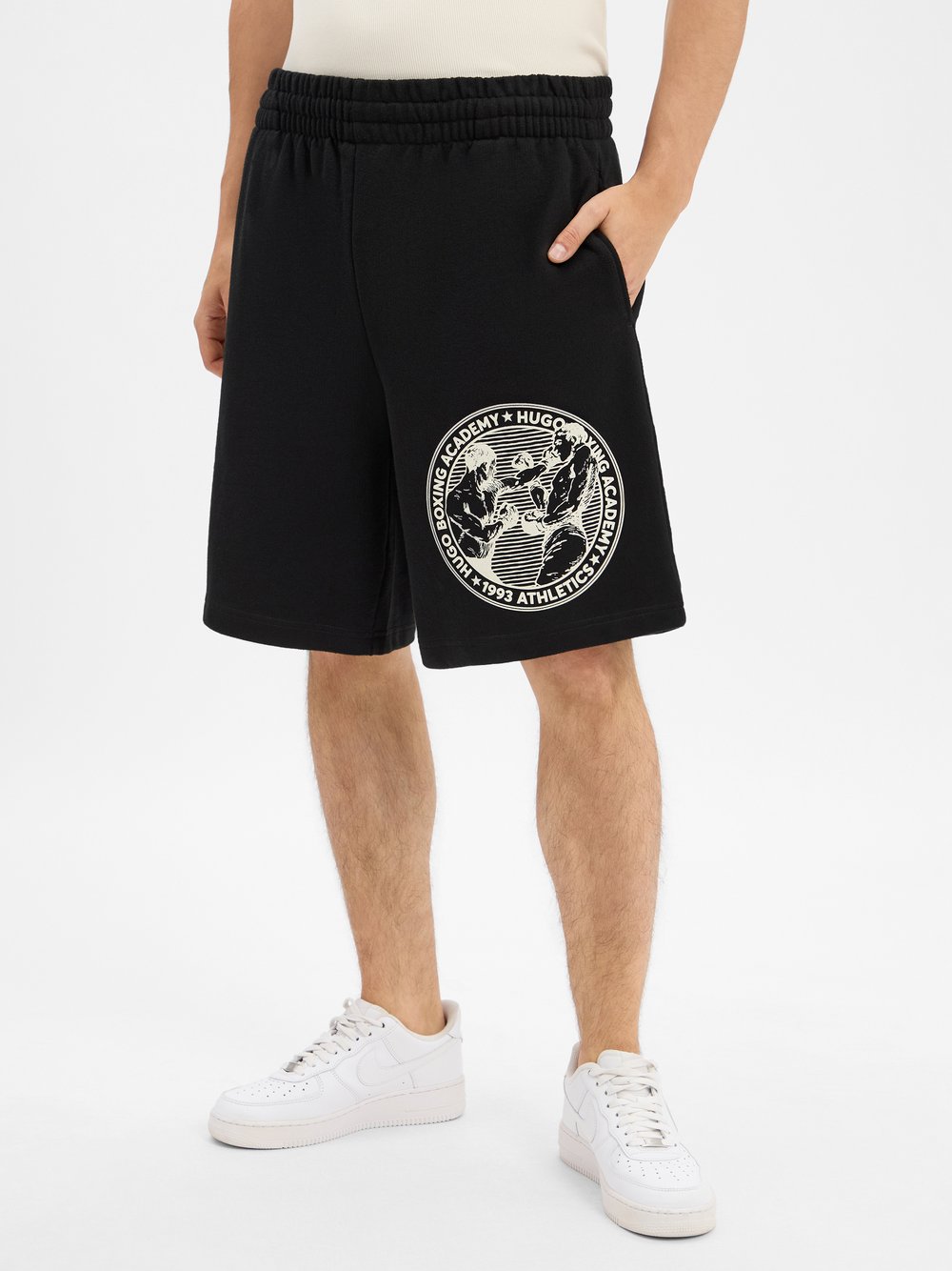 HUGO Sweatshorts Herren Baumwolle schwarz, S