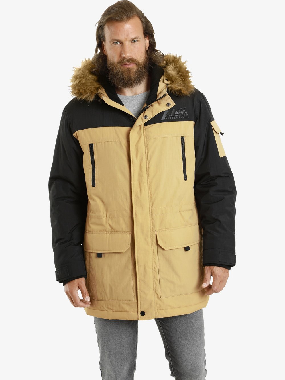 Thumbnail - Jan Vanderstorm Parka Herren Polyamid beige gemustert, 58