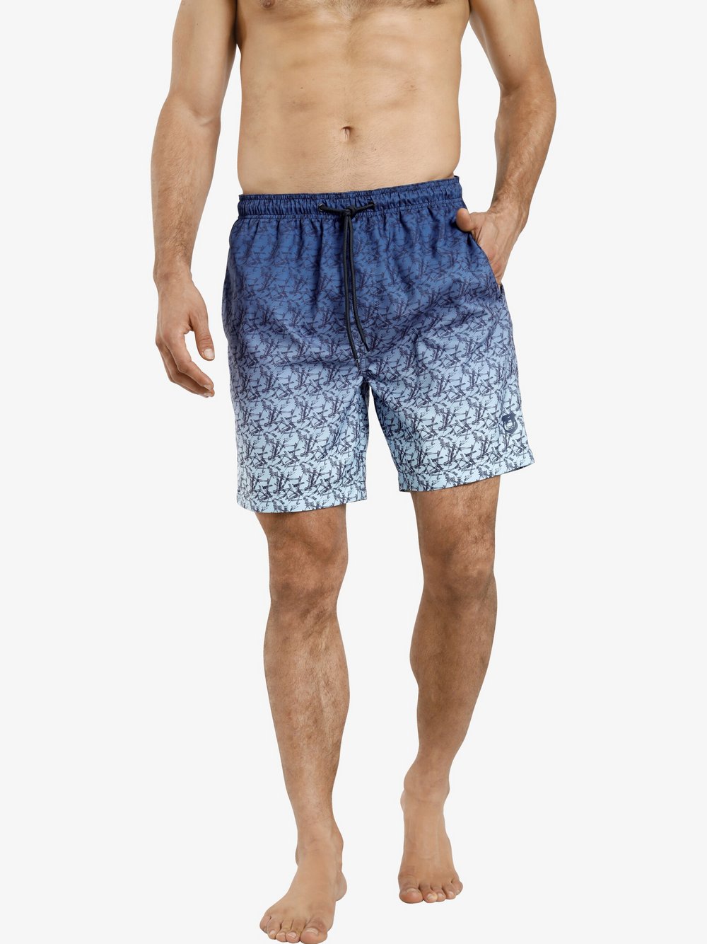 Jan Vanderstorm Badeshorts Herren blau bedruckt, XXXL