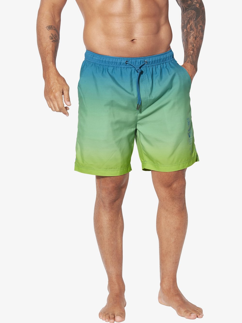 Jan Vanderstorm Badeshorts Herren grün gemustert, XXL