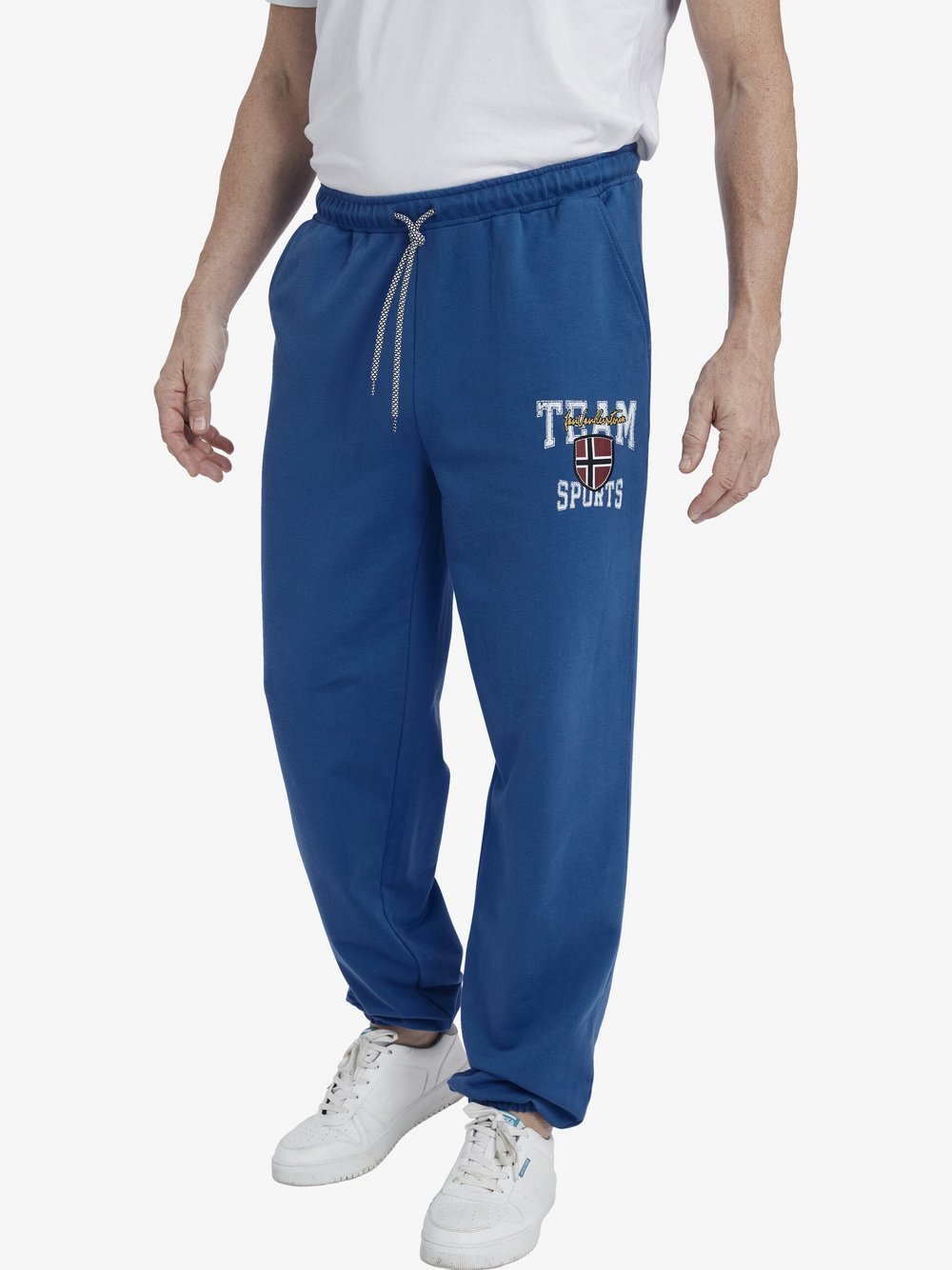 Jan Vanderstorm Jogginghose Herren Baumwolle blau bedruckt, 6XL