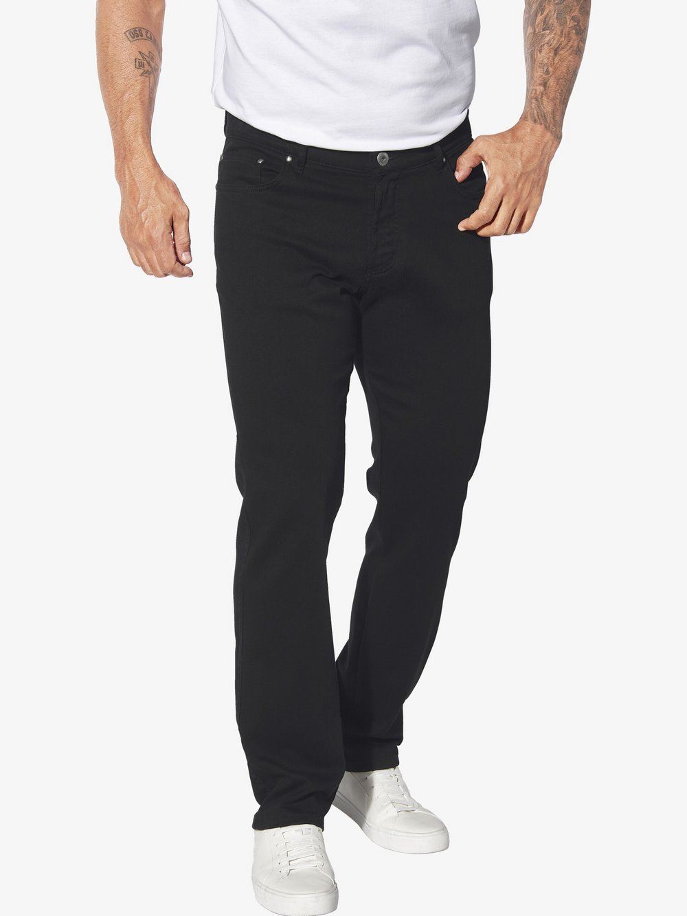 Thumbnail - Jan Vanderstorm Tiefbundhose Herren Baumwolle schwarz, 56-34