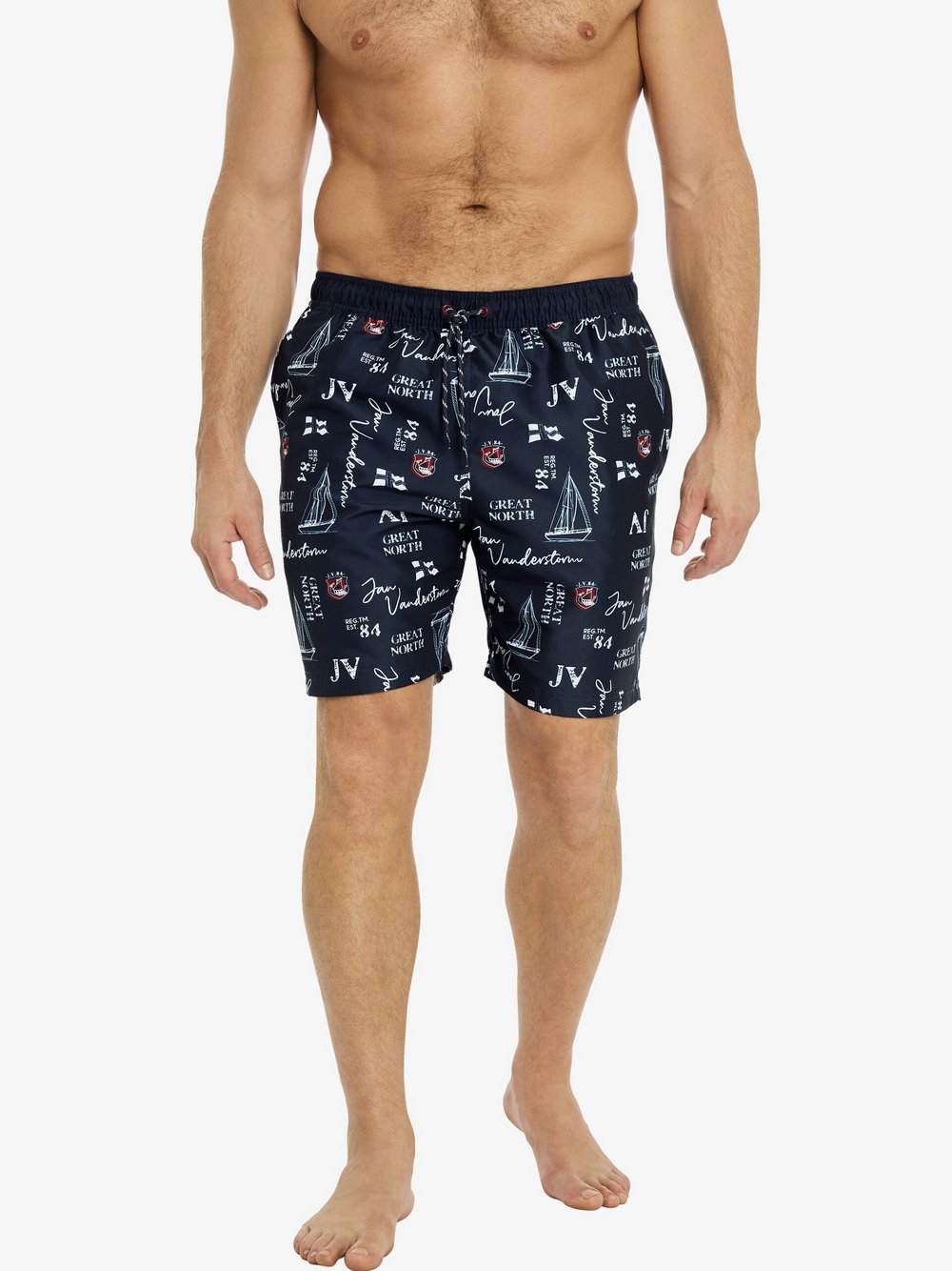 Jan Vanderstorm Badeshort Herren blau bedruckt, 7XL