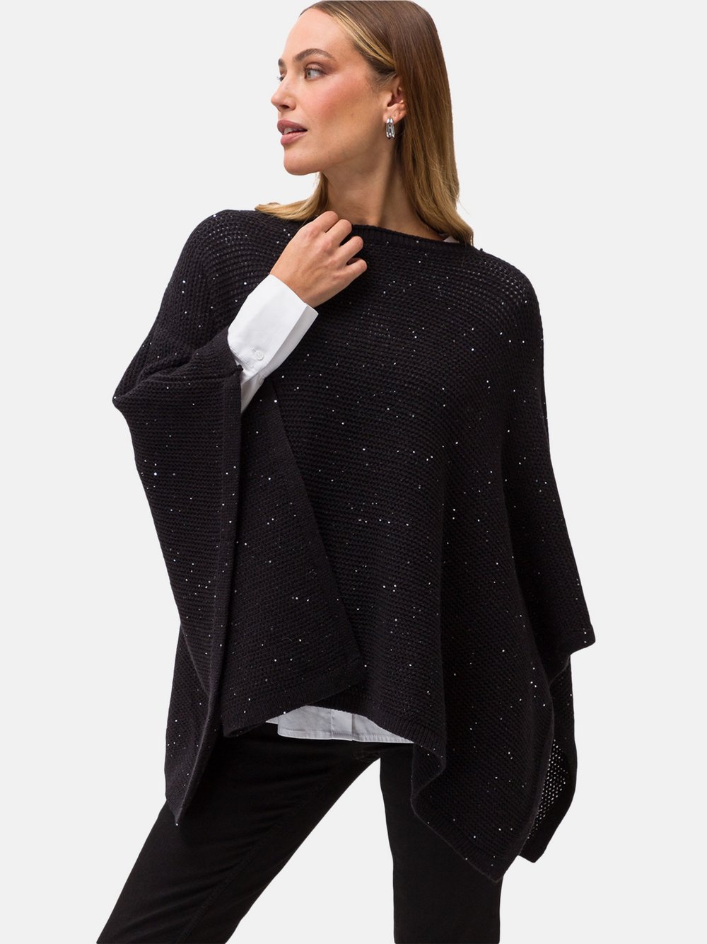 zero Poncho Damen schwarz, ONE SIZE