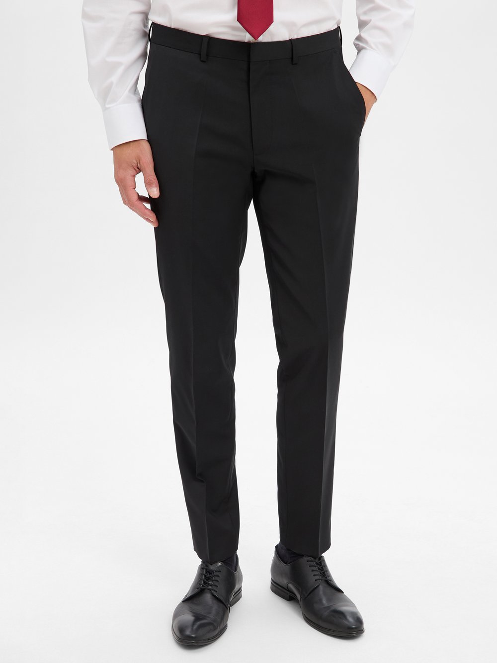 Thumbnail - HUGO Baukasten-Hose Herren Super Slim Fit Wolle schwarz, 52
