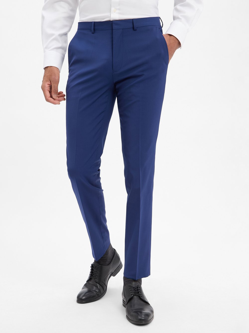 Thumbnail - HUGO Baukasten-Hose Herren Super Slim Fit Wolle blau, 52