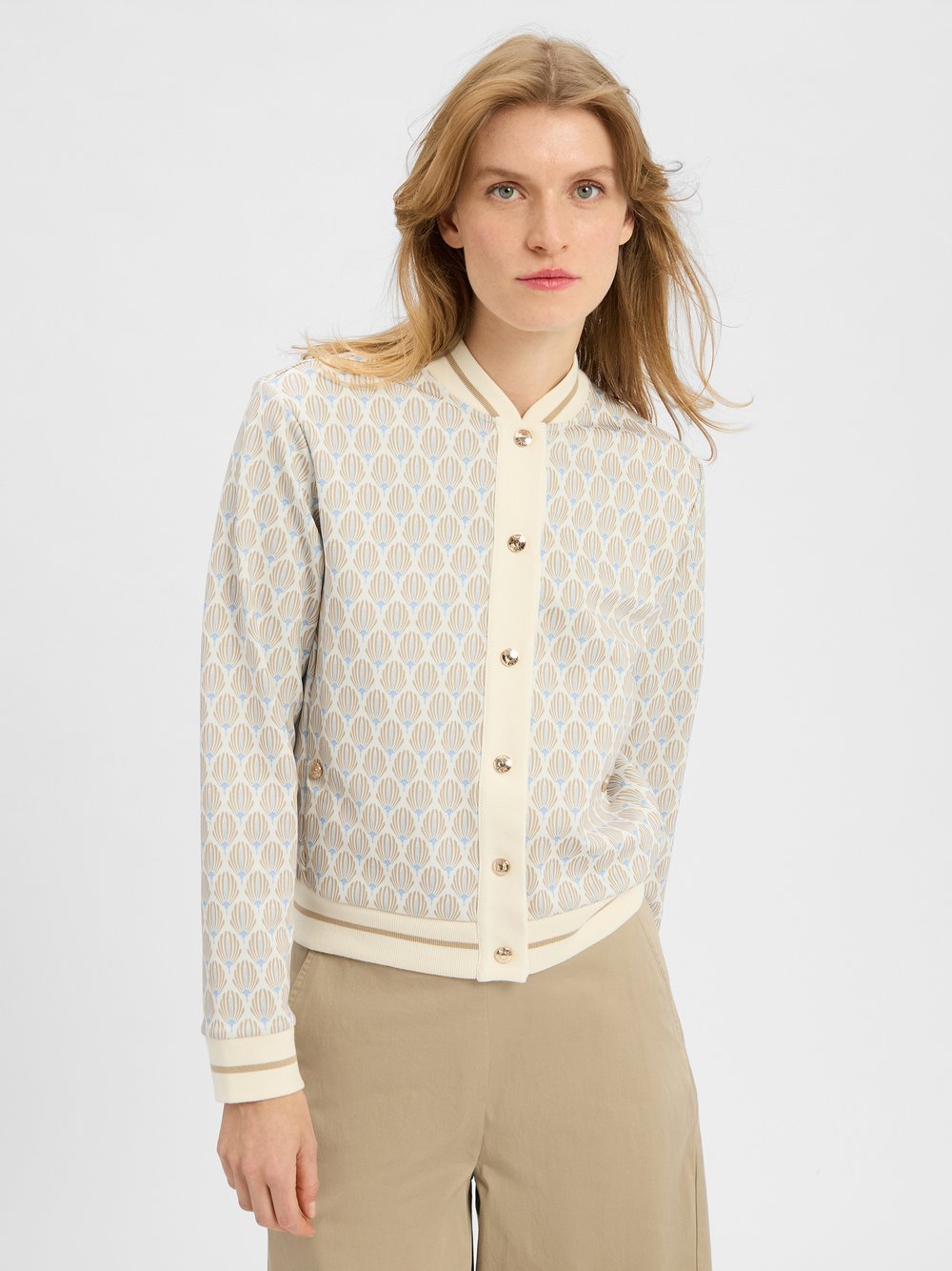 JOOP! Sweat-Blouson Damen weiß gemustert, 40