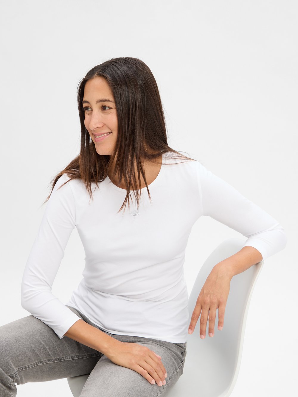 JOOP! Langarmshirt Damen Baumwolle weiß, 42