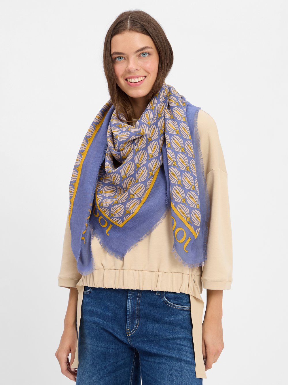 JOOP! Schal Damen Baumwolle mehrfarbig gemustert, ONE SIZE