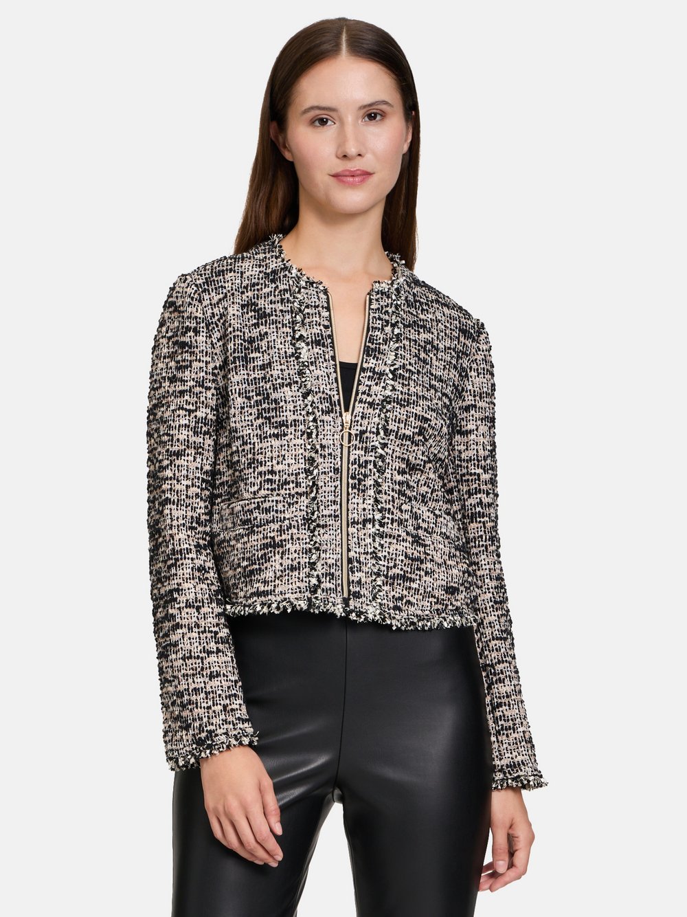 Betty Barclay Blazer-Jacke Damen Baumwolle schwarz gemustert, 44