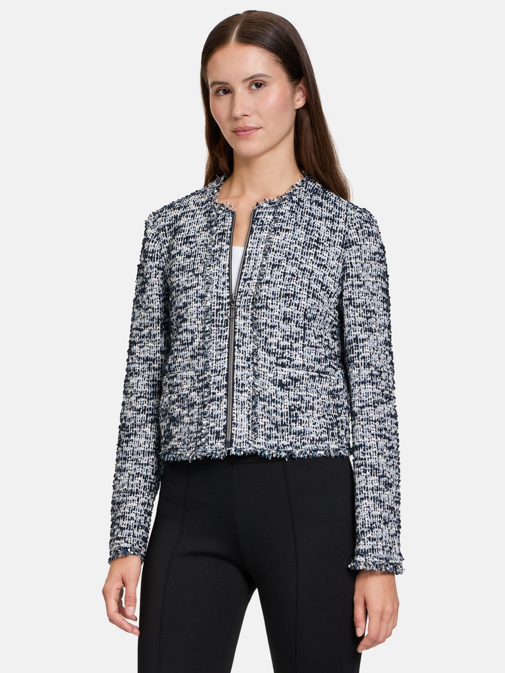 Betty Barclay Blazer-Jacke Damen Baumwolle blau gemustert, 38