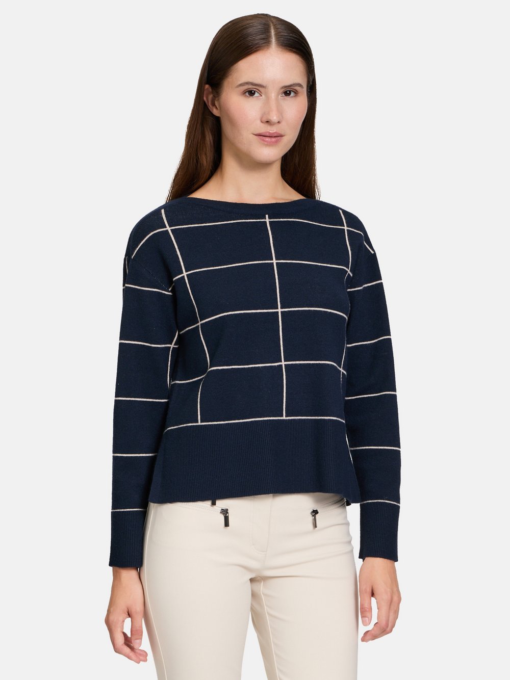 Betty Barclay Strickpullover Damen Viskose blau kariert, 38