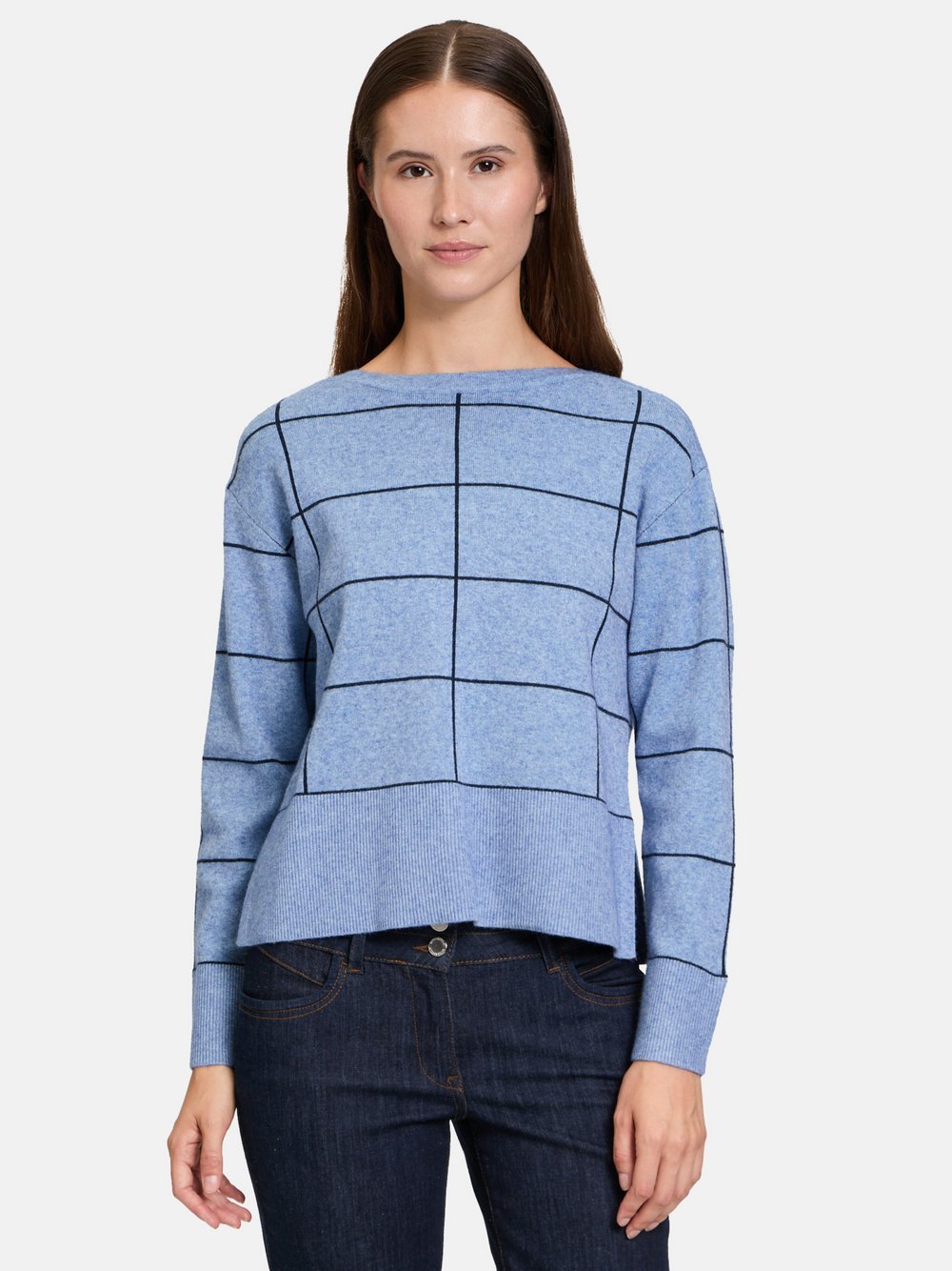 Betty Barclay Strickpullover Damen Viskose blau kariert, 36