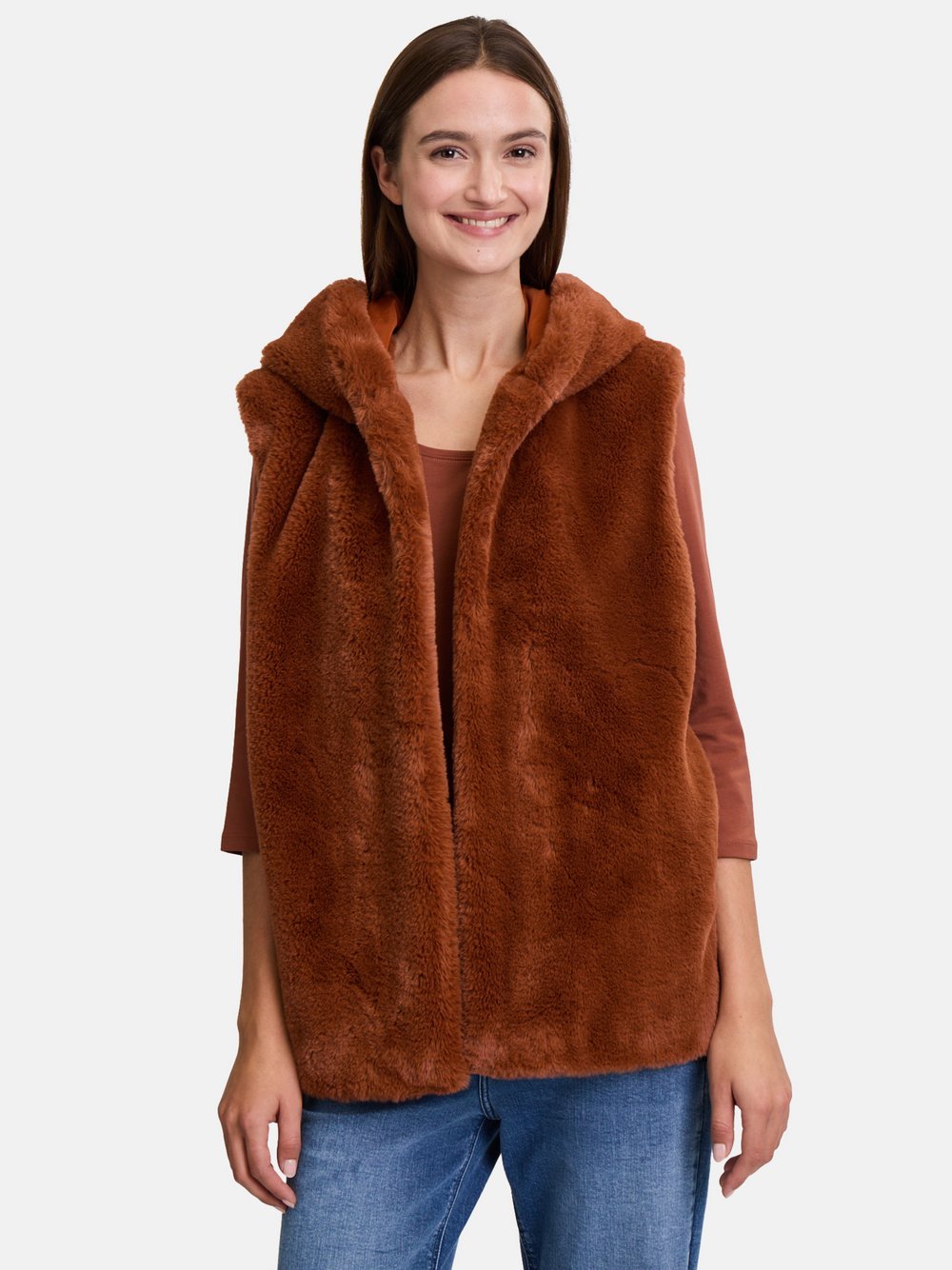 Cartoon Fake Fur-Weste Damen braun, 46