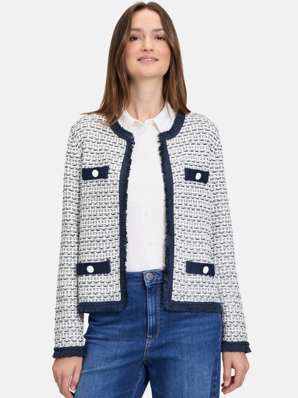 Betty & Co Strick-Cardigan Damen weiß gemustert, 36