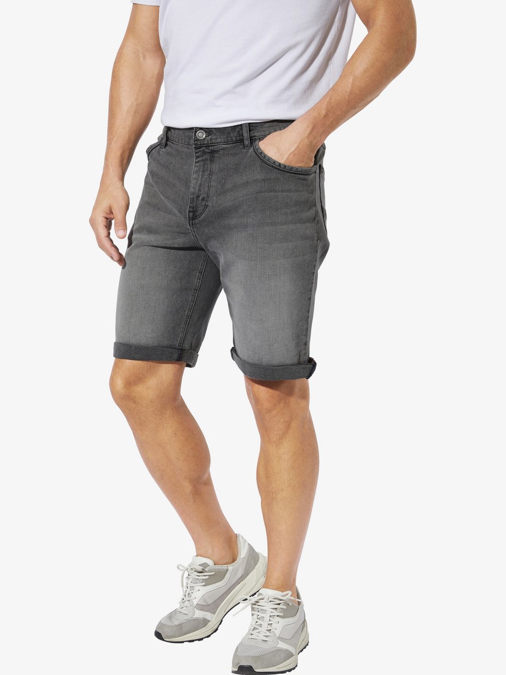 Thumbnail - BABISTA Jeansbermuda Herren Baumwolle grau, 32-34