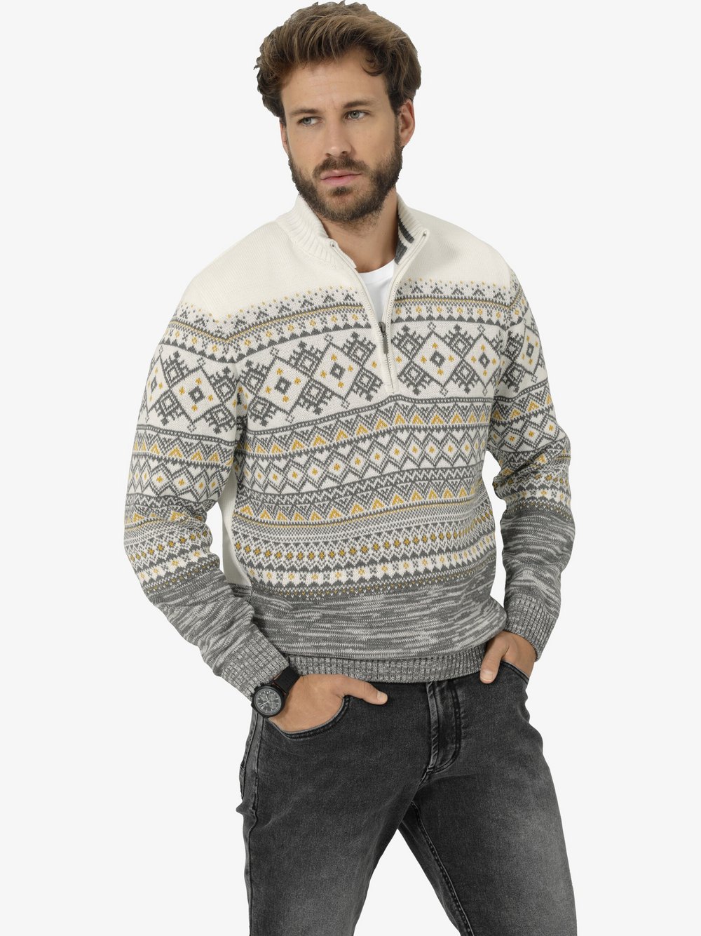 BABISTA Pullover Herren grau gemustert, L