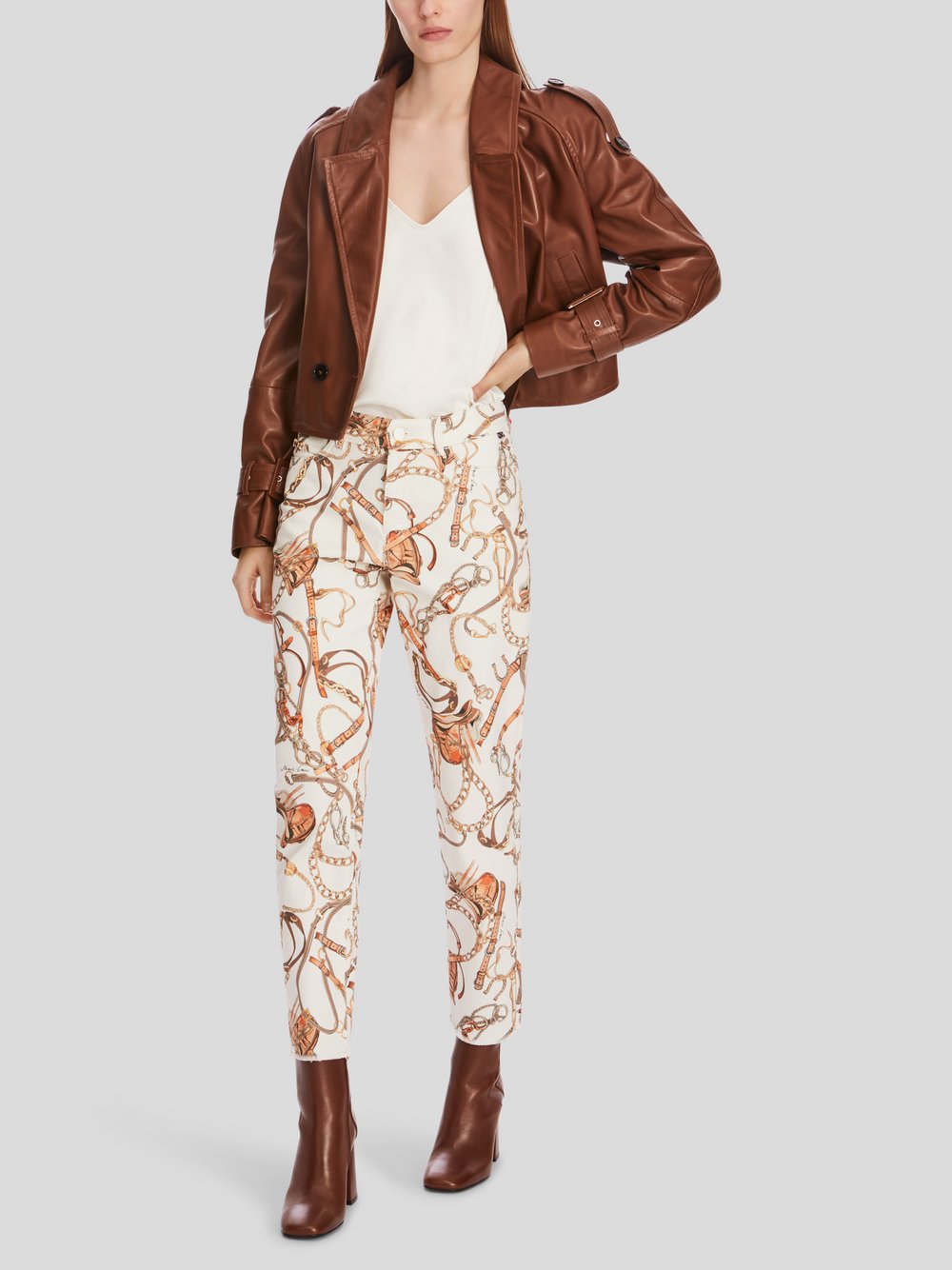 Marc Cain Jeans Damen Baumwolle weiß gemustert, 34
