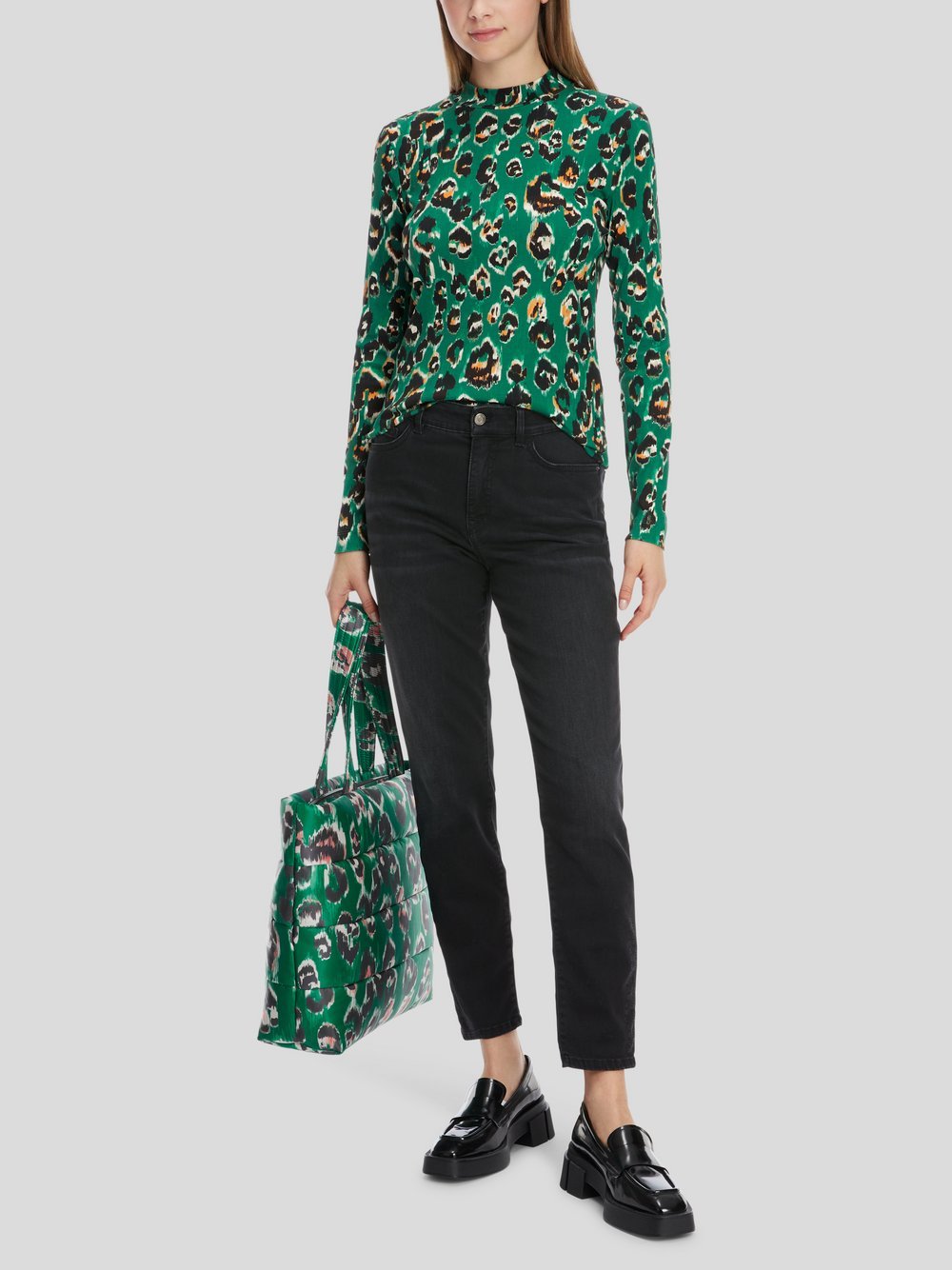 Thumbnail - Marc Cain T-Shirt Damen Baumwolle grün gemustert, 36