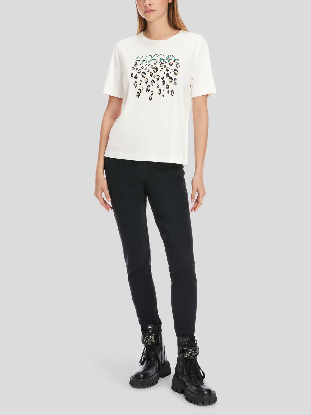 Marc Cain T-Shirt Damen Baumwolle weiß gemustert, 36