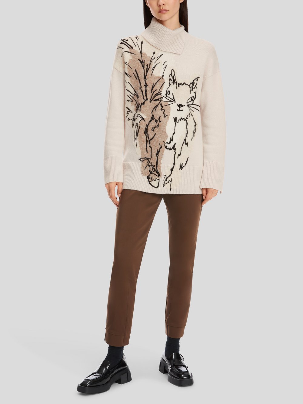 Marc Cain Pullover Damen Wolle beige bedruckt, 42