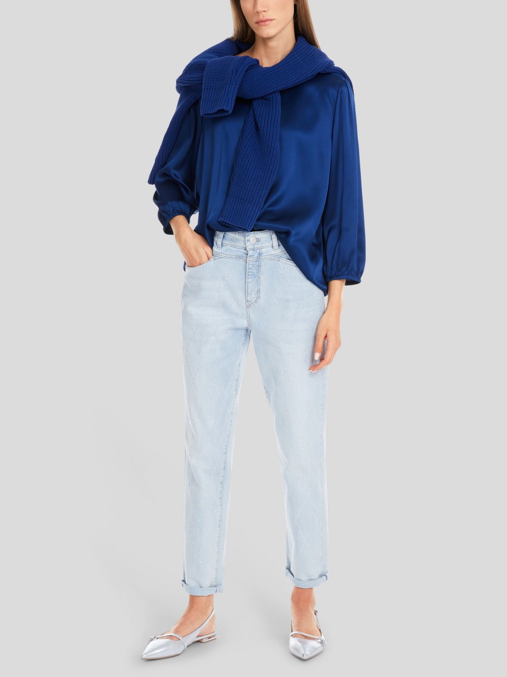 Thumbnail - Marc Cain Bluse Damen Seide blau, 44
