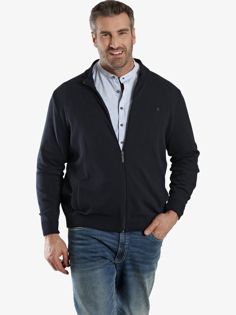 Charles Colby Strickjacke Herren Baumwolle blau, L