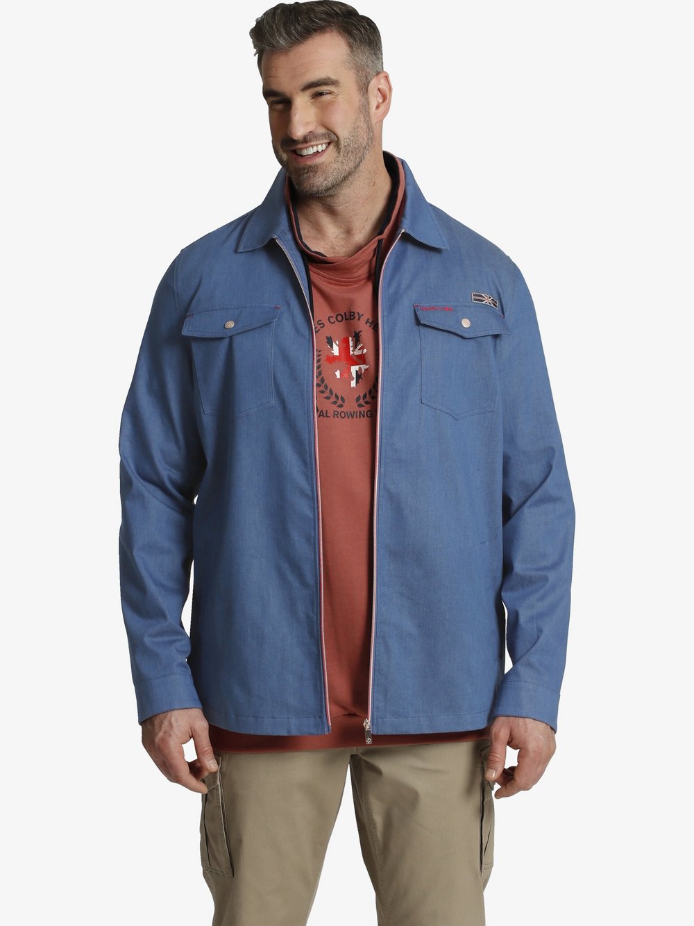 Charles Colby Outdoorhemd Herren Baumwolle blau, 60