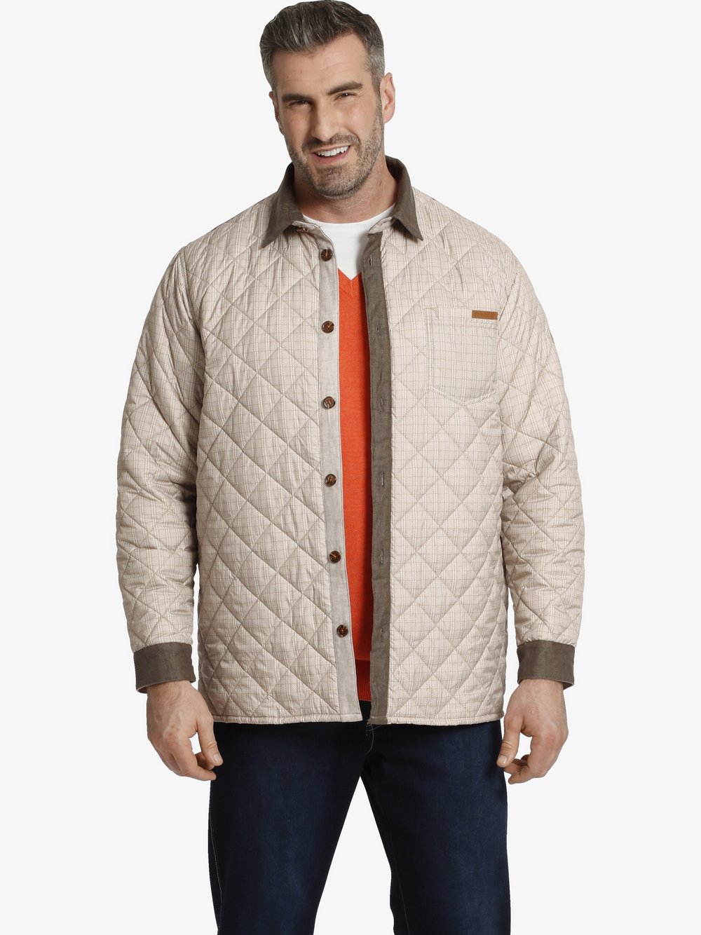 Charles Colby Outdoorhemd Herren beige bedruckt, 70