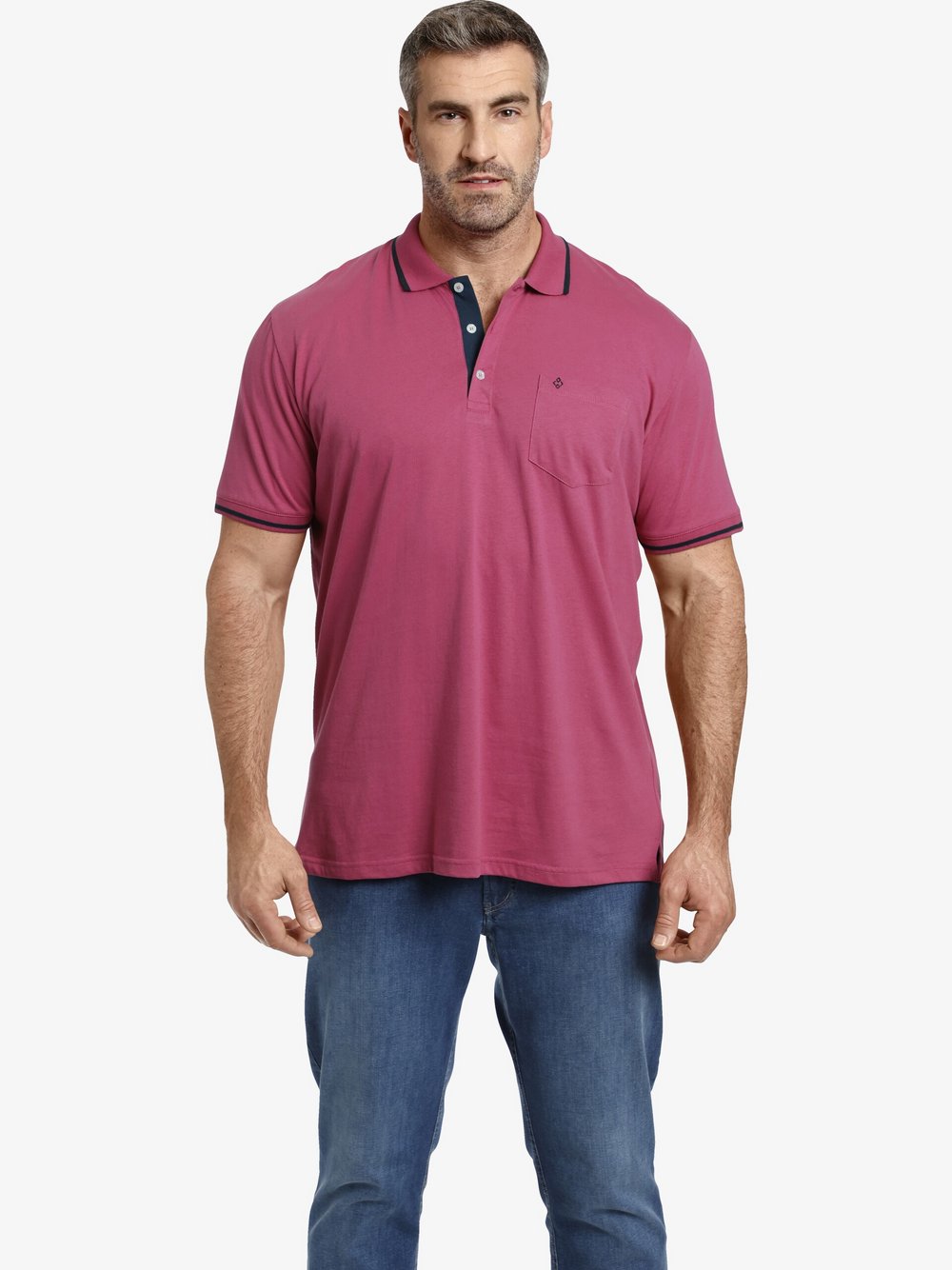 Charles Colby Poloshirt Herren Baumwolle pink, XL