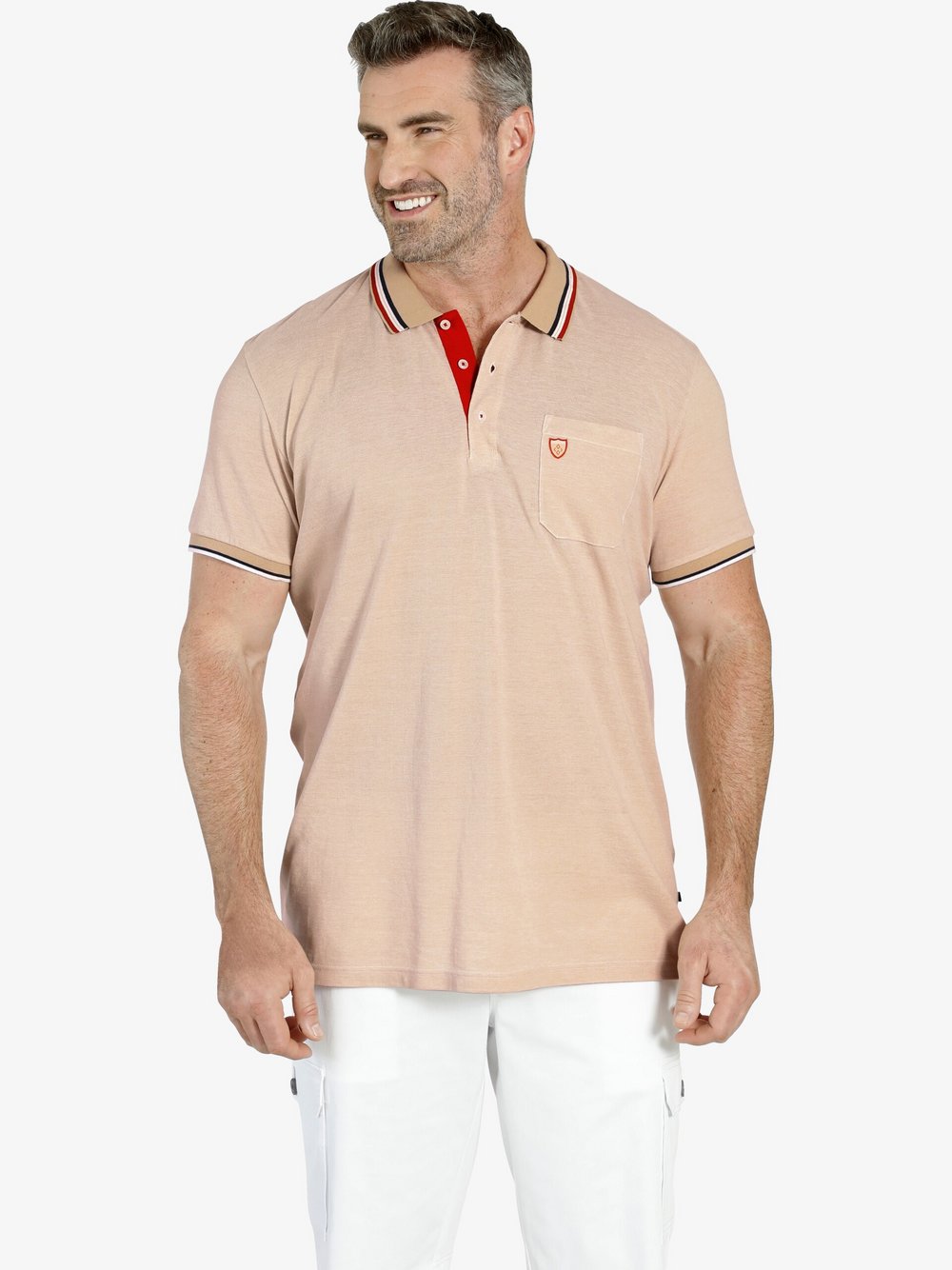 Charles Colby Poloshirt Herren Baumwolle beige, XXL