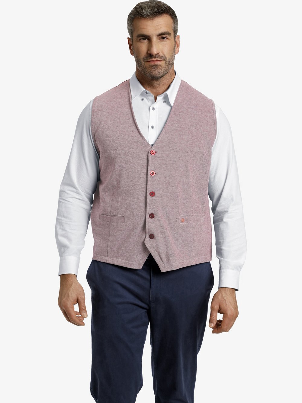 Charles Colby Sweatweste Herren Baumwolle rot gemustert, XXXXL