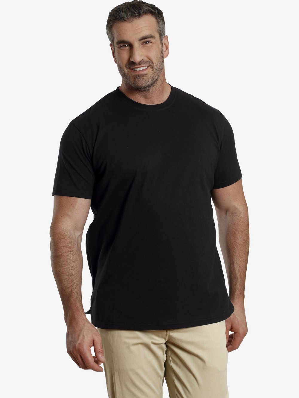 Charles Colby Doppelpack T-Shirt Herren Baumwolle schwarz, L