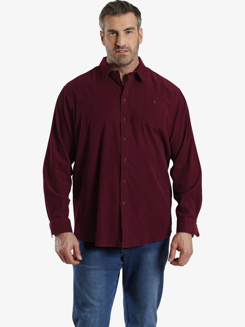 Charles Colby Cordhemd Herren Comfort Fit Baumwolle rot, L